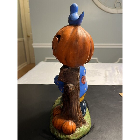Vtg Hobbyist Ceramic Scarecrow Jack O Lantern Pumpkin Lights Up Fall Harvest - Picture 10 of 16